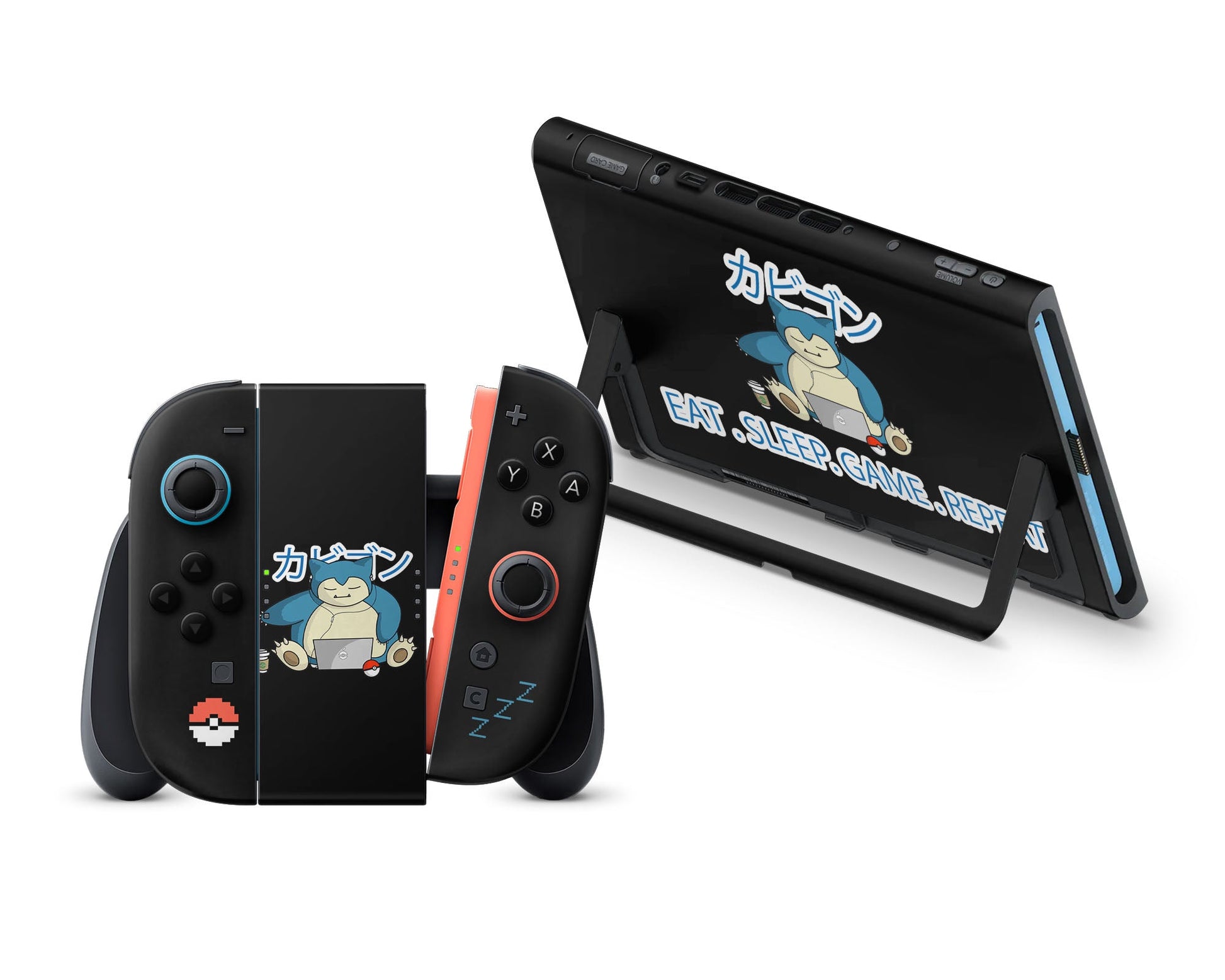 Anime Town Creations Nintendo Switch 2 Snorlax Eat Sleep Game Repeat Vinyl +Tempered Glass Skins - Anime Pokemon Switch 2 Skin