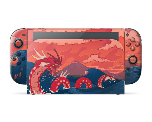 Anime Town Creations Nintendo Switch 2 Gyarados Red Dragon Rage Waves Vinyl only Skins - Anime Pokemon Switch 2 Skin