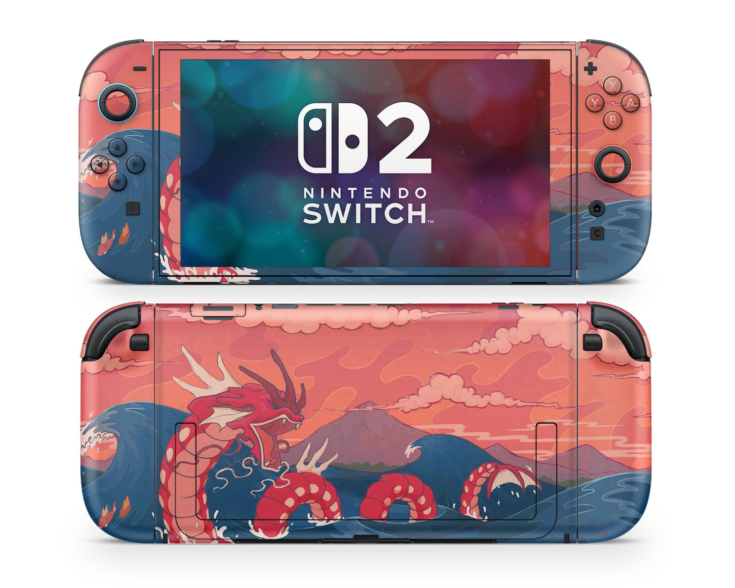 Anime Town Creations Nintendo Switch 2 Gyarados Red Dragon Rage Waves Vinyl only Skins - Anime Pokemon Switch 2 Skin