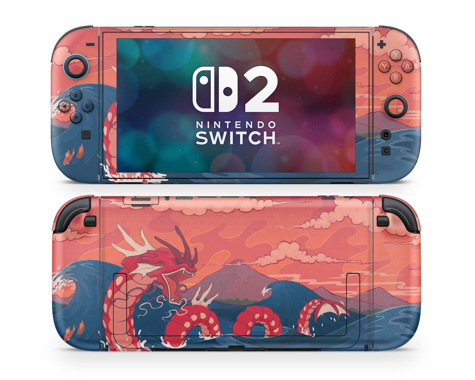 Anime Town Creations Nintendo Switch 2 Gyarados Red Dragon Rage Waves Vinyl only Skins - Anime Pokemon Switch 2 Skin