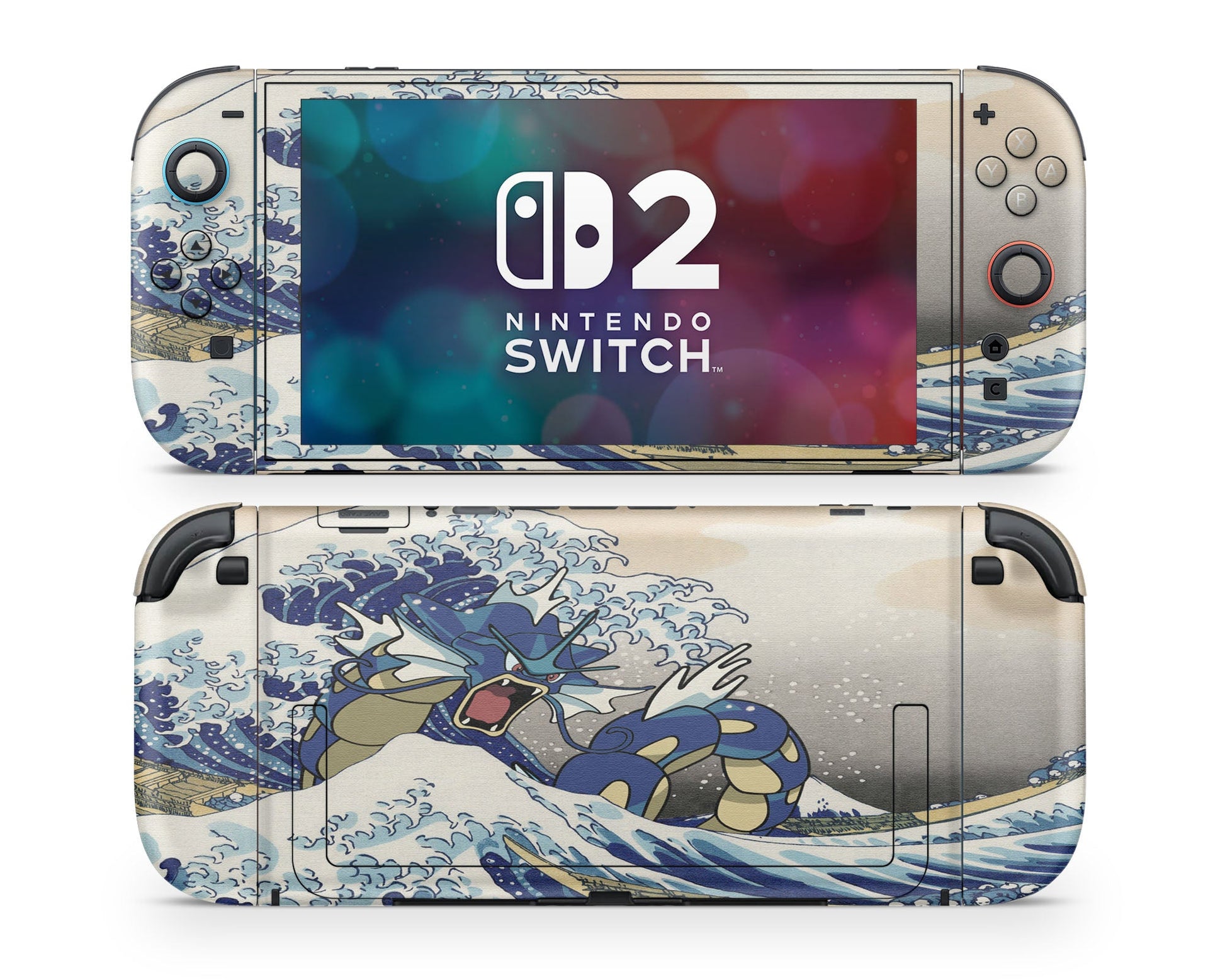 Anime Town Creations Nintendo Switch 2 Gyarados Great Wave Off Kanagawa Vinyl only Skins - Anime Pokemon Switch 2 Skin