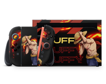 Anime Town Creations Nintendo Switch 2 One Piece Luffy Logo Vinyl +Tempered Glass Skins - Anime One Piece Switch 2 Skin