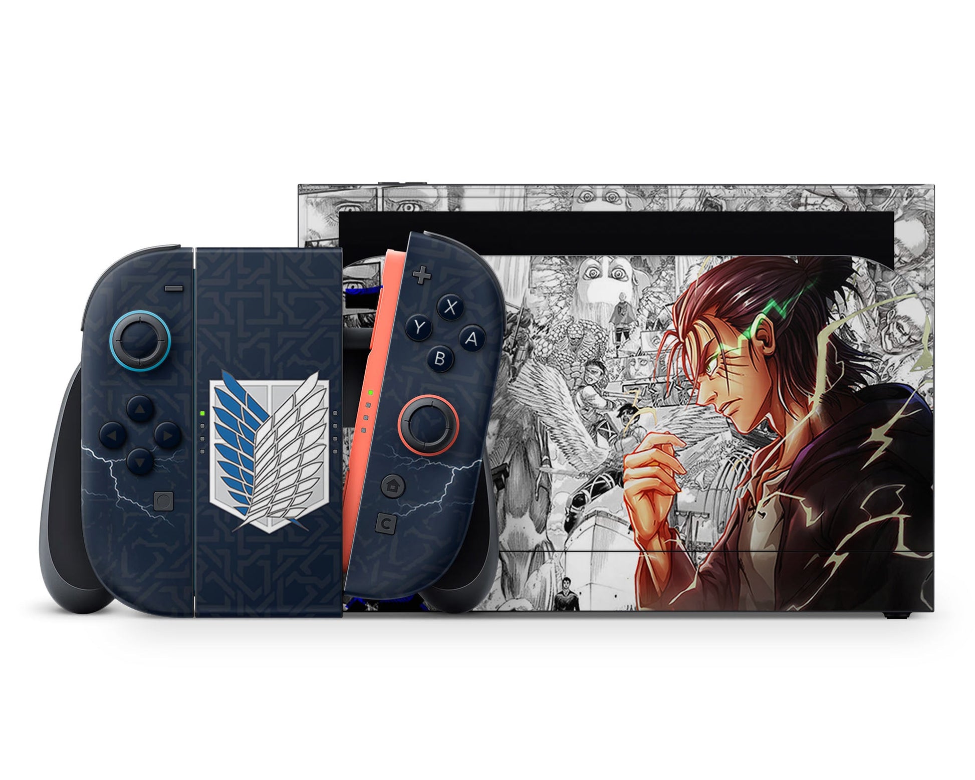 Anime Town Creations Nintendo Switch 2 Attack on Titan Eren Founding Titan Vinyl +Tempered Glass Skins - Anime Attack on Titan Switch 2 Skin