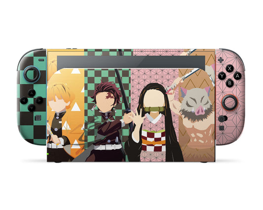 Anime Town Creations Nintendo Switch 2 Demon Slayer Minimalist Gang Vinyl only Skins - Anime Demon Slayer Switch 2 Skin