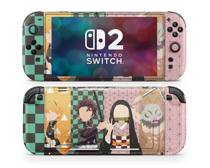 Anime Town Creations Nintendo Switch 2 Demon Slayer Minimalist Gang Vinyl only Skins - Anime Demon Slayer Switch 2 Skin