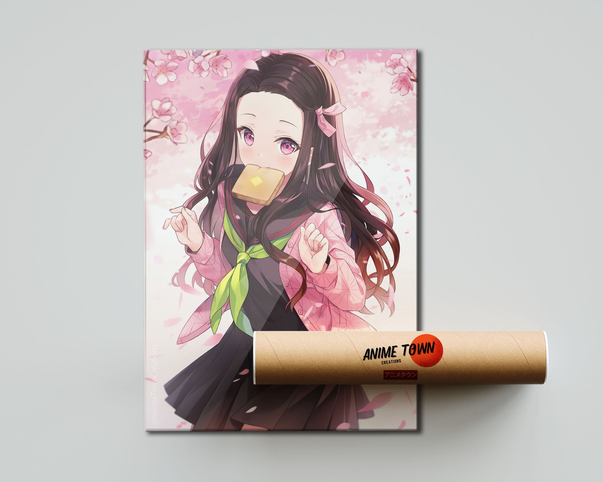 Anime Town Creations Poster Demon Slayer Nezuko Cute Cherry Blossoms 5" x 7" Home Goods - Anime Demon Slayer Poster