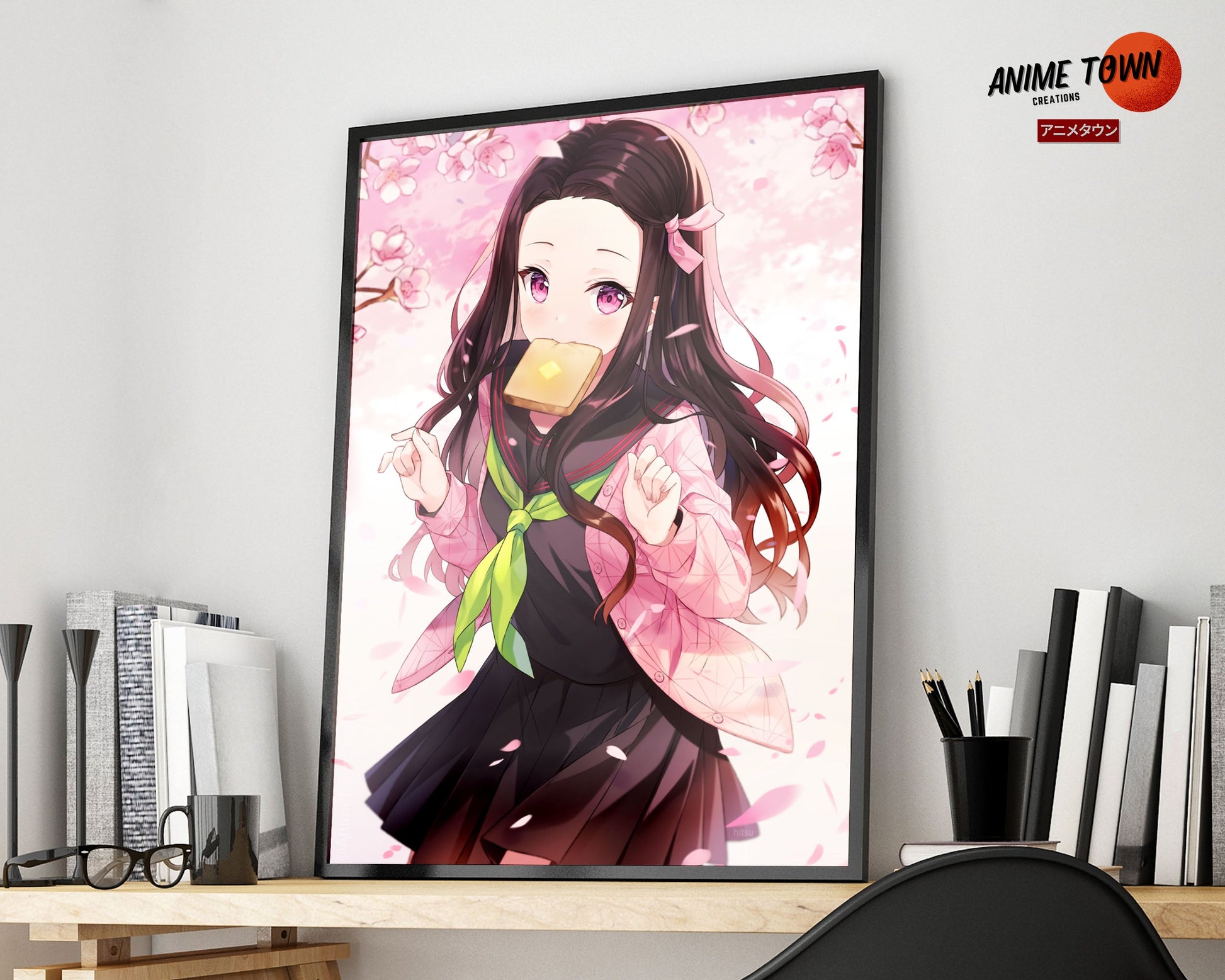 Anime Town Creations Poster Demon Slayer Nezuko Cute Cherry Blossoms 5" x 7" Home Goods - Anime Demon Slayer Poster