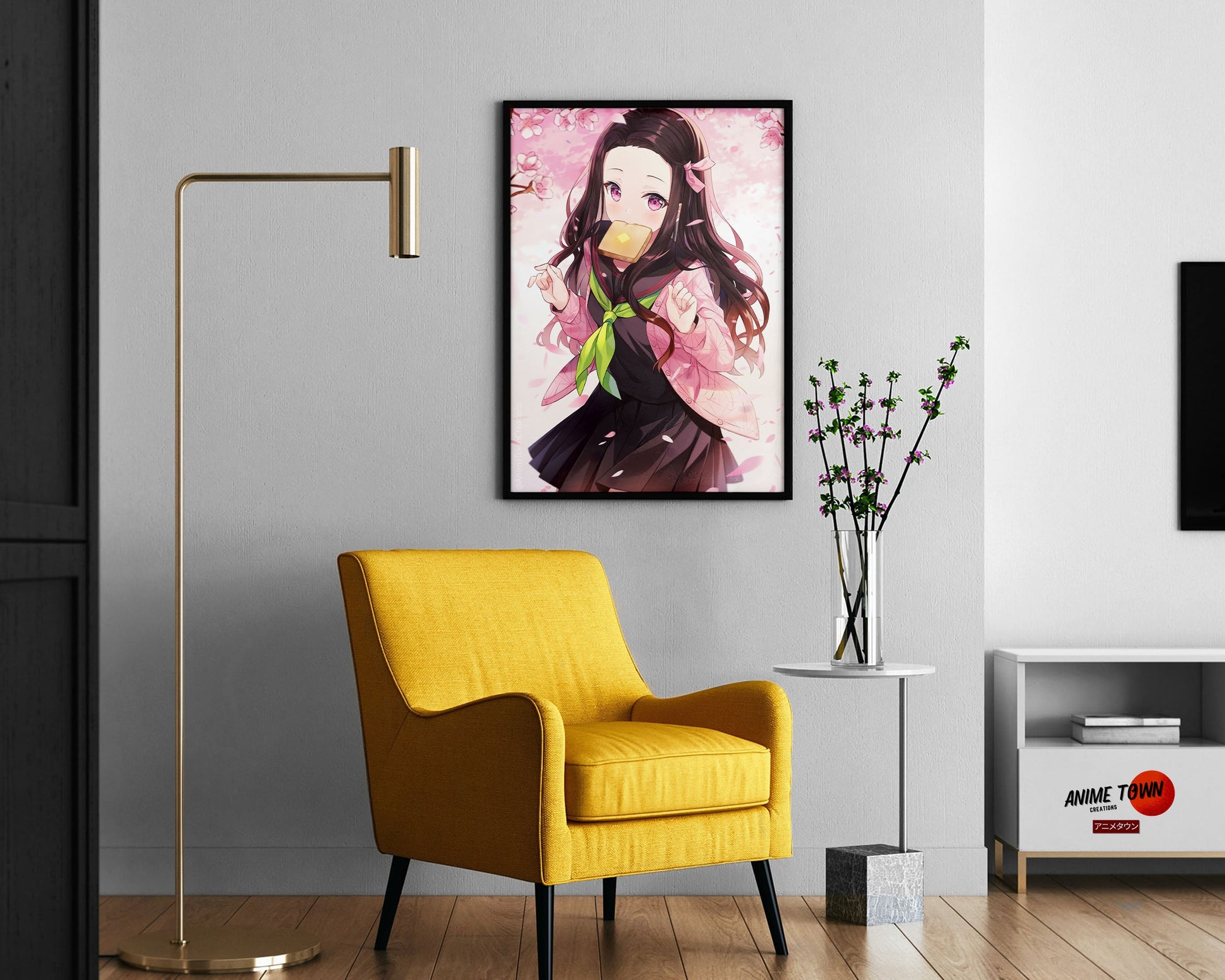 Anime Town Creations Poster Demon Slayer Nezuko Cute Cherry Blossoms 11" x 17" Home Goods - Anime Demon Slayer Poster
