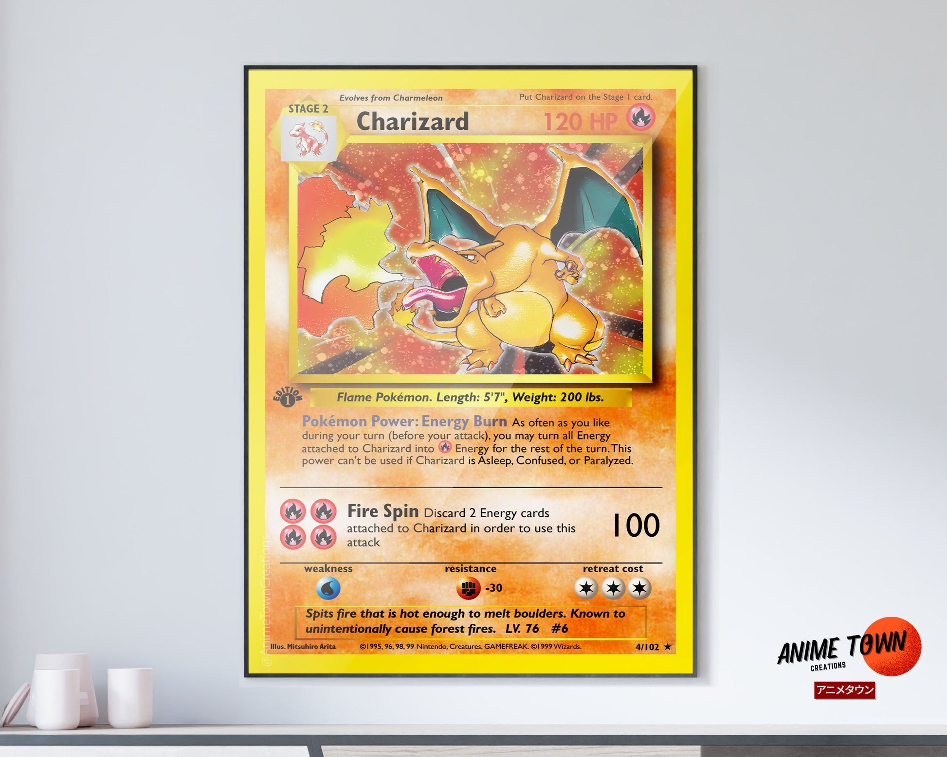 Pokemon Charizard Card Poster Poster Anime Town Creations Pokemon Charizard Card Poster Poster Anime Town Creations