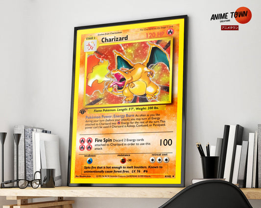 Anime Town Creations Poster Pokemon Charizard Card 5" x 7" Home Goods - Anime Pokemon Poster