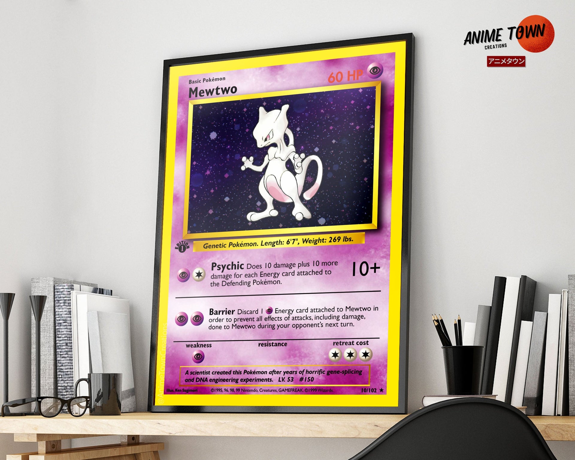 Pokemon Mewtwo Card Poster Poster – Anime Town Creations