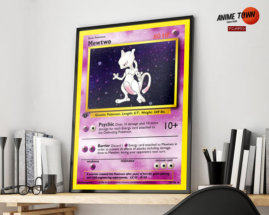 Anime Town Creations Poster Pokemon Mewtwo Card 5" x 7" Home Goods - Anime Pokemon Poster