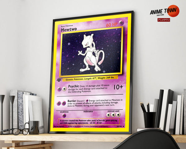 Pokemon Mewtwo Card Poster Poster – Anime Town Creations