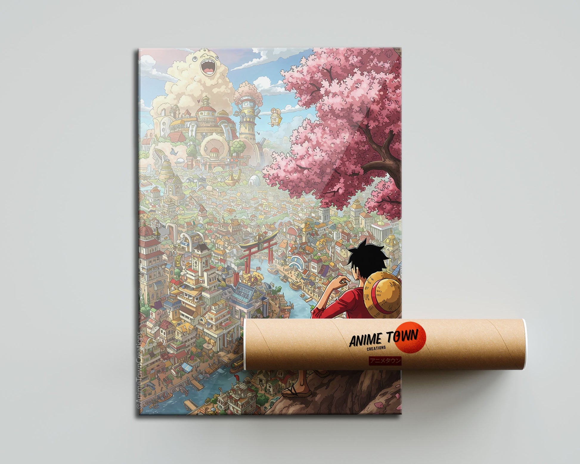 Anime Town Creations Poster One Piece Luffy Town 5" x 7" Home Goods - Anime One Piece Poster