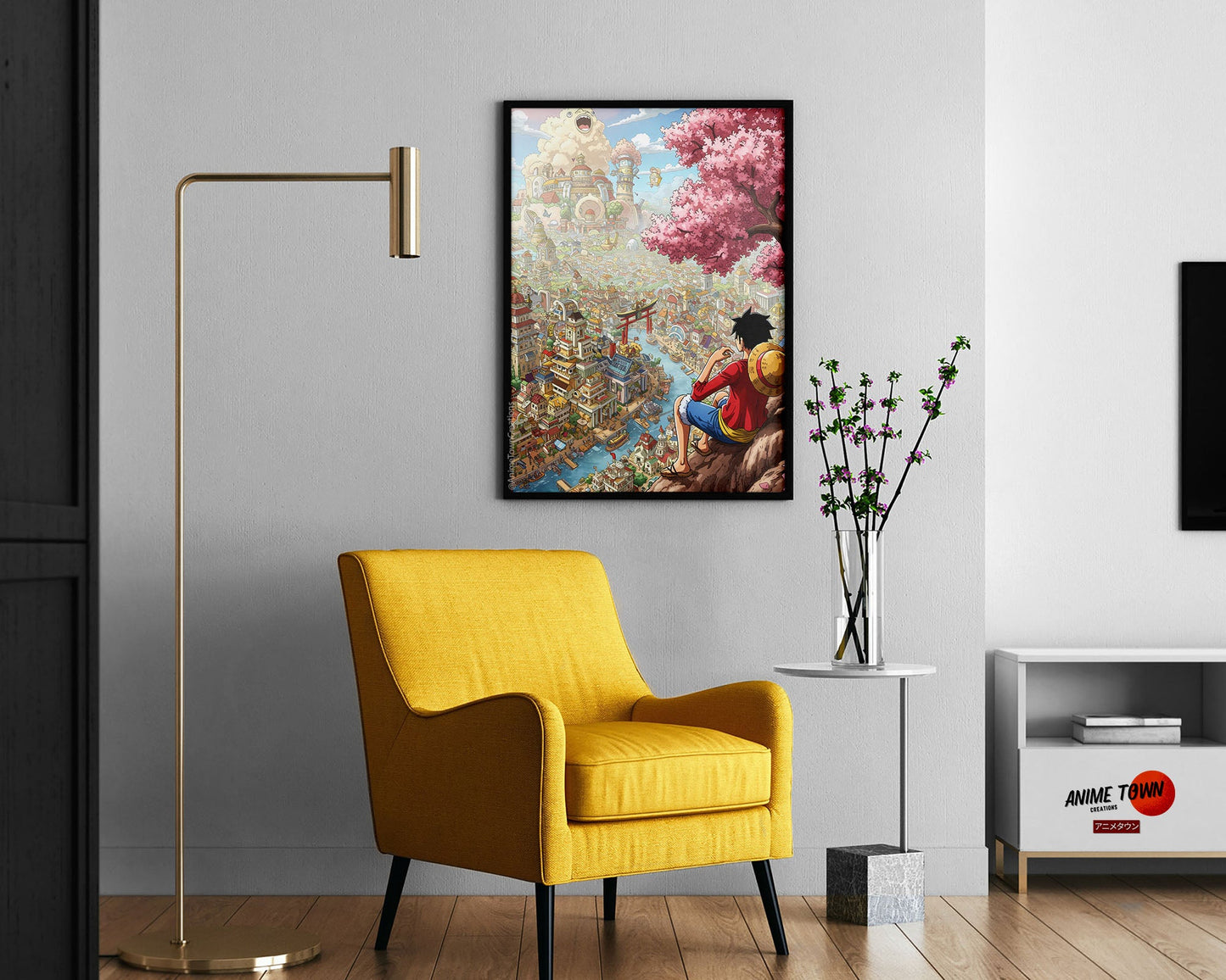 Anime Town Creations Poster One Piece Luffy Town 11" x 17" Home Goods - Anime One Piece Poster