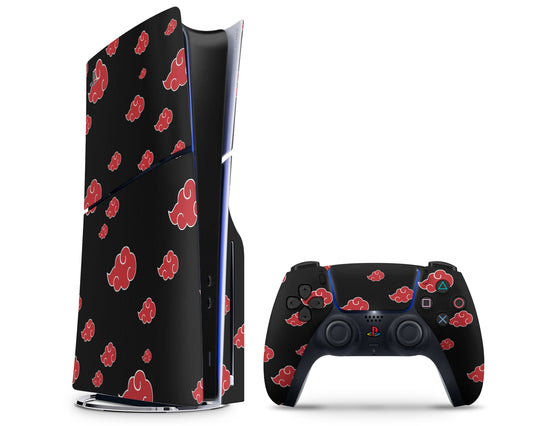 Anime Town Creations PS5 Slim Naruto Akatsuki Pattern PS5 Slim Skins - Anime Naruto PS5 Slim Skin