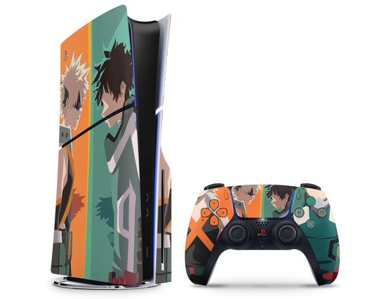 Anime Town Creations PS5 Slim Katsuki vs Midoriya Minimalist PS5 Slim Skins - Anime My Hero Academia PS5 Slim Skin