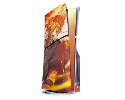 Anime Town Creations PS5 Slim Demon Slayer Rengoku Flame Hashira PS5 Slim Skins - Anime Demon Slayer PS5 Slim Skin