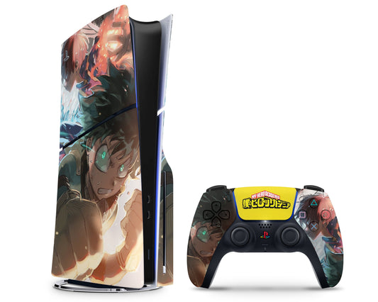 Anime Town Creations PS5 Slim My Hero Academia Izuka Midoriya & Shoto Todoroki PS5 Slim Skins - Anime My Hero Academia PS5 Slim Skin
