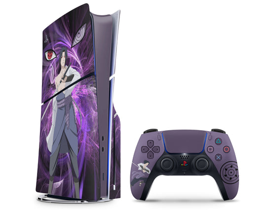 Anime Town Creations PS5 Slim Uchiha Rinnegan Purple PS5 Slim Skins - Anime Ninja PS5 Slim Skin
