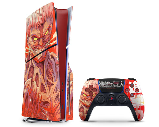 Anime Town Creations PS5 Slim Attack on Titan Armored Titan PS5 Slim Skins - Anime Attack on Titan PS5 Slim Skin