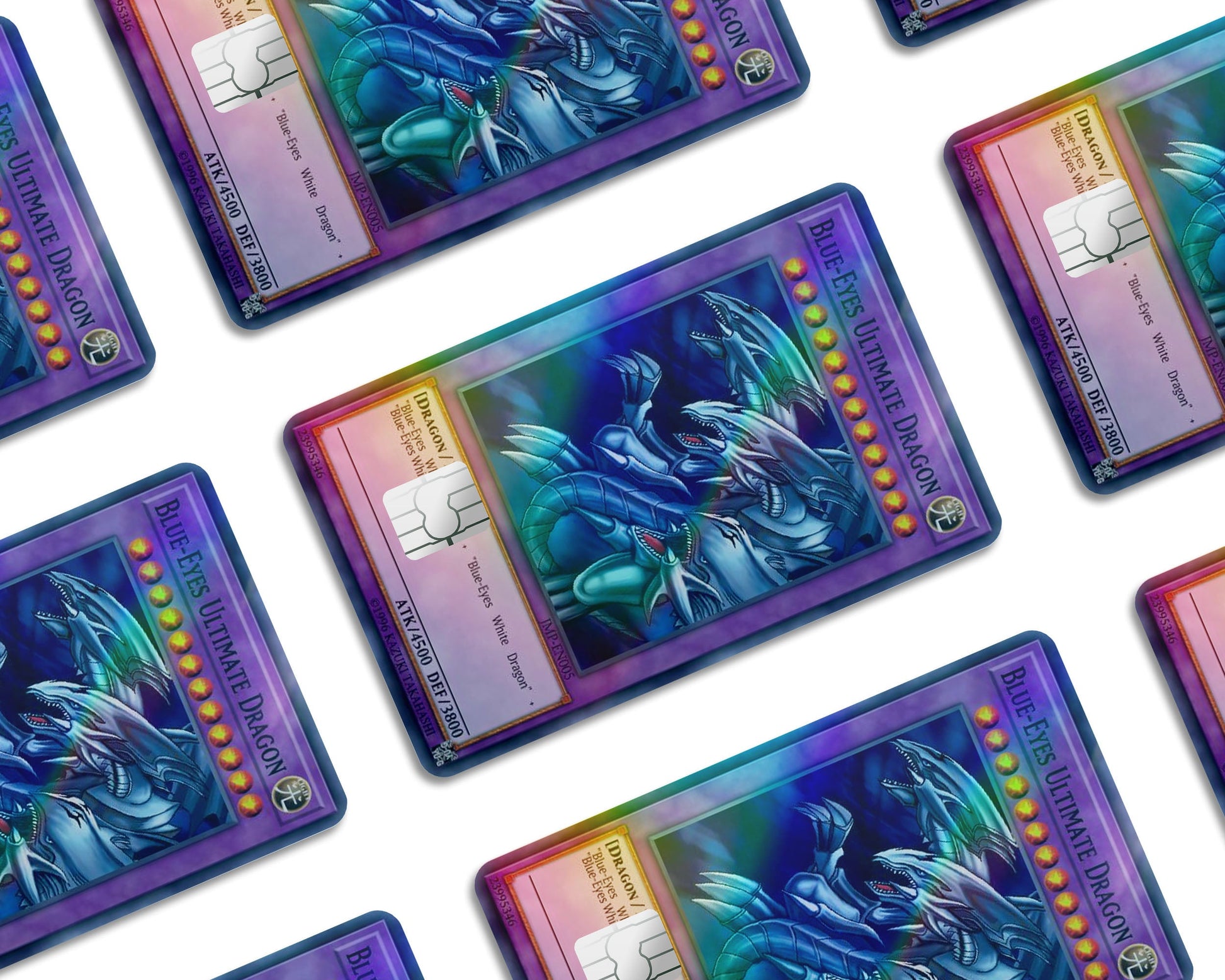 Anime Town Creations Holographic Credit Card Blue Eyes Ultimate Dragon Card Window Skins - Anime YGO Holographic Credit Card Skin