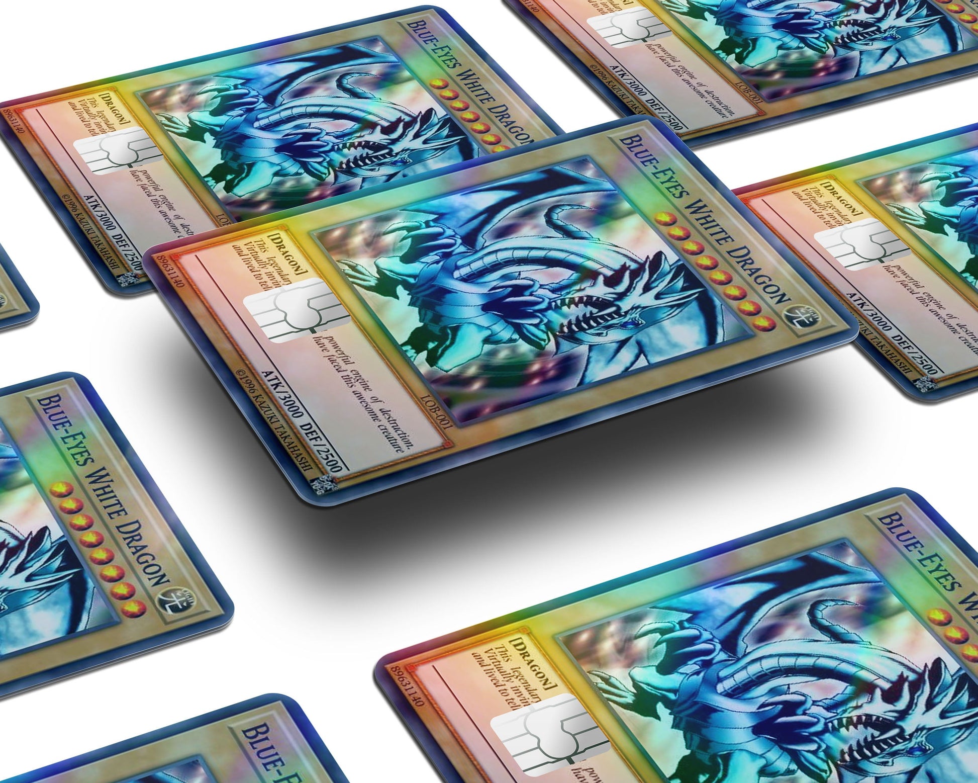 Anime Town Creations Holographic Credit Card Blue Eyes White Dragon 1st Edition Card Window Skins - Anime YGO Holographic Credit Card Skin