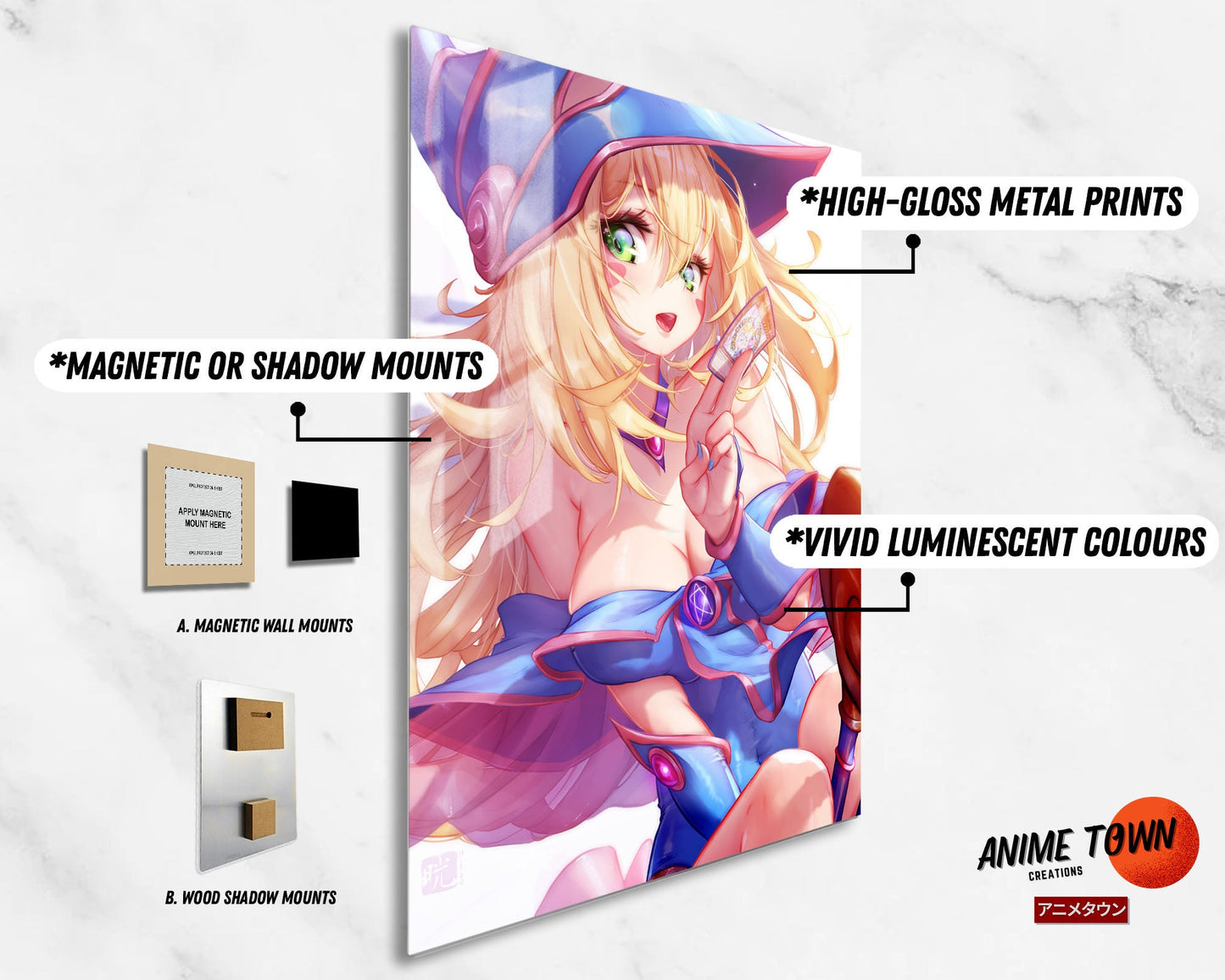 Anime Town Creations Metal Poster Dark Magician Girl Card 11" x 17" Home Goods - Anime YGO Metal Poster