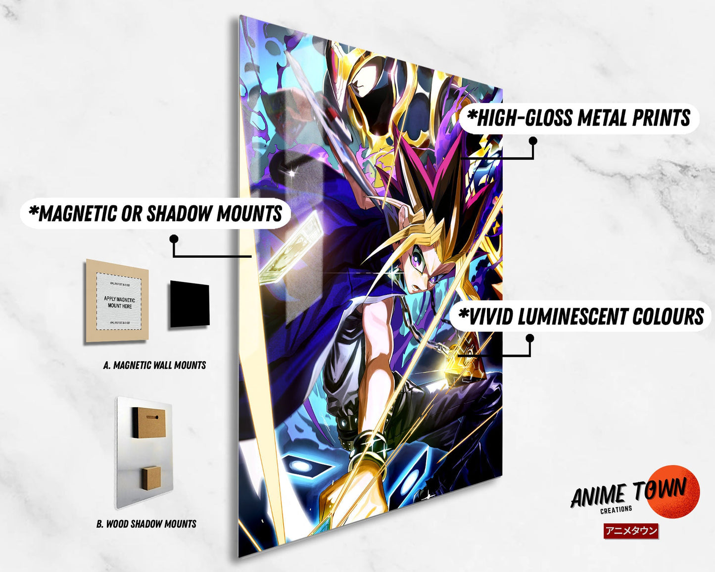 Anime Town Creations Metal Poster Yugi & Black Luster Soldier Card 11" x 17" Home Goods - Anime YGO Metal Poster