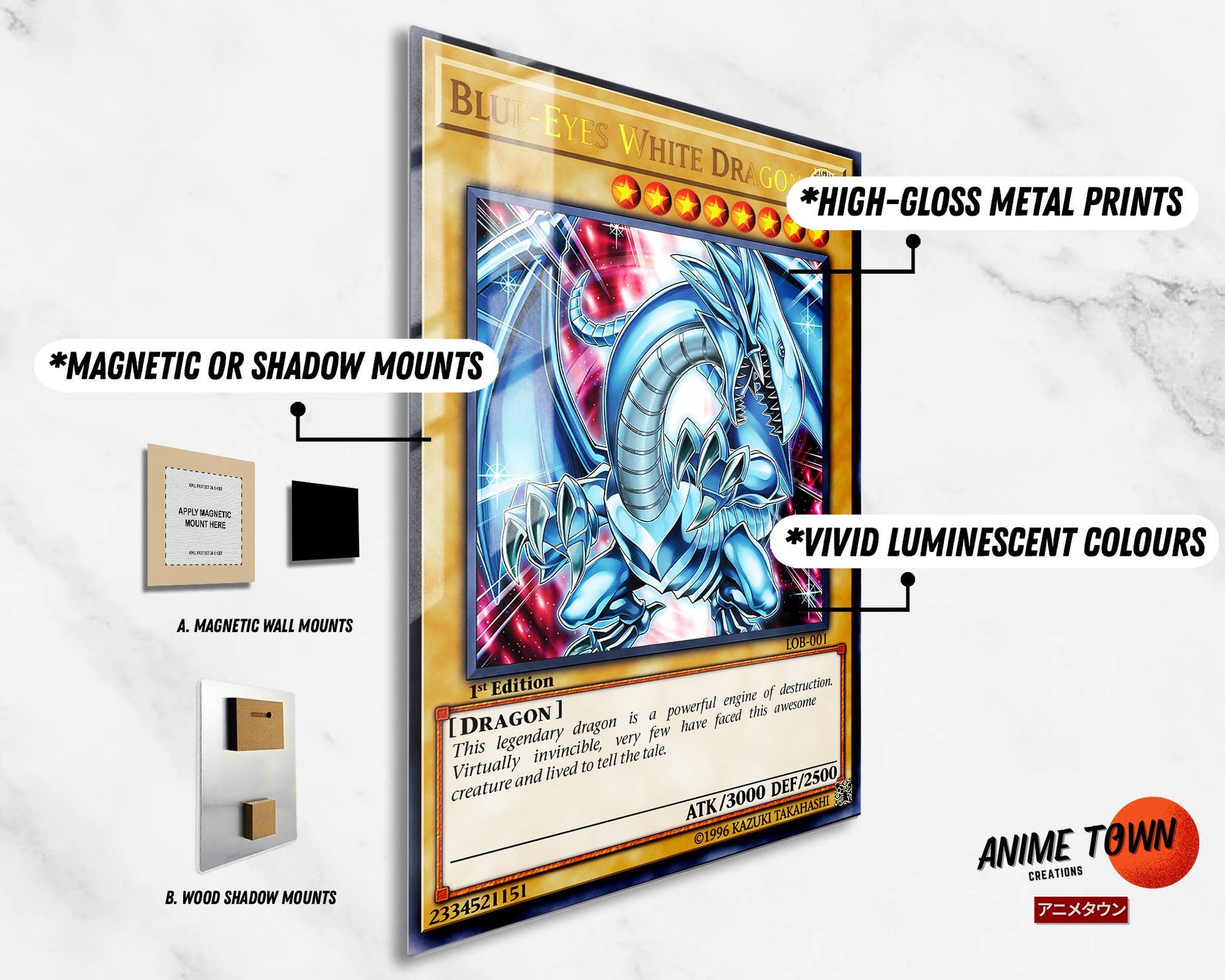 Blue Eyes White Dragon 1st Edition Card Metal Poster Metal Poster Anime Town Creations Blue Eyes White Dragon 1st Edition Card Metal Poster Metal Poster Anime Town Creations