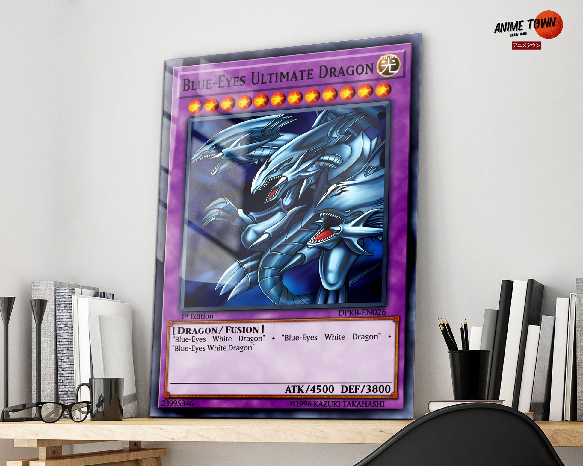 Anime Town Creations Metal Poster Blue Eyes Ultimate Dragon Card 16" x 24" Home Goods - Anime YGO Metal Poster