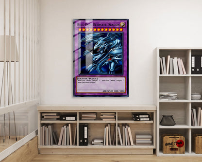 Anime Town Creations Metal Poster Blue Eyes Ultimate Dragon Card 16" x 24" Home Goods - Anime YGO Metal Poster