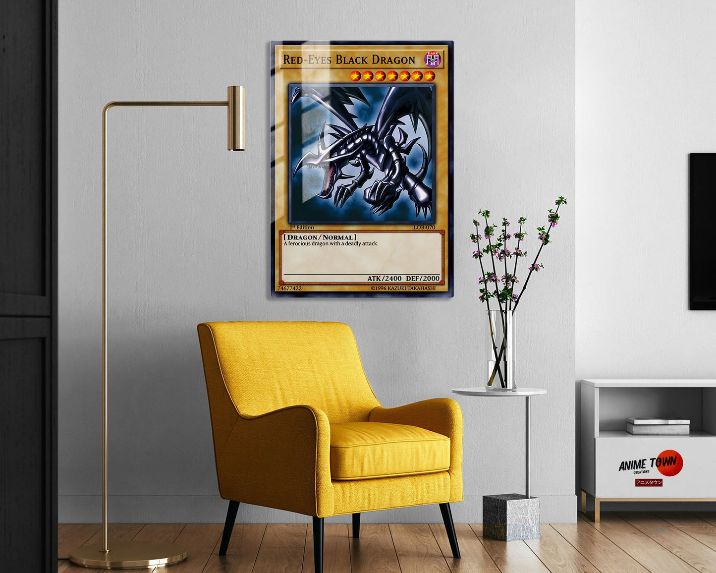 Anime Town Creations Metal Poster Red Eyes Black Dragon Card 16" x 24" Home Goods - Anime YGO Metal Poster