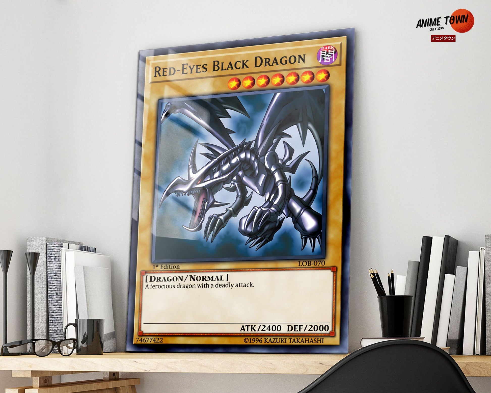 Anime Town Creations Metal Poster Red Eyes Black Dragon Card 24" x 36" Home Goods - Anime YGO Metal Poster
