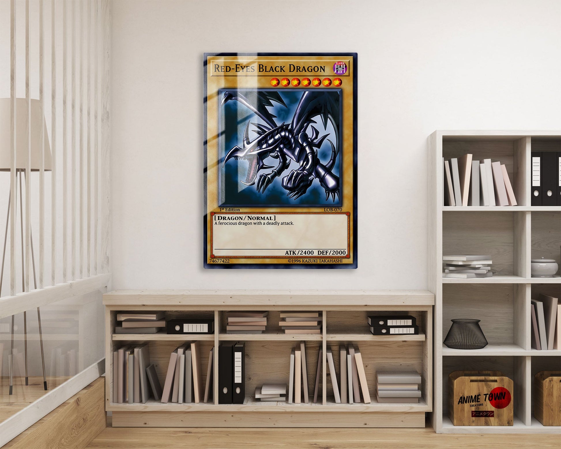 Anime Town Creations Metal Poster Red Eyes Black Dragon Card 5" x 7" Home Goods - Anime YGO Metal Poster