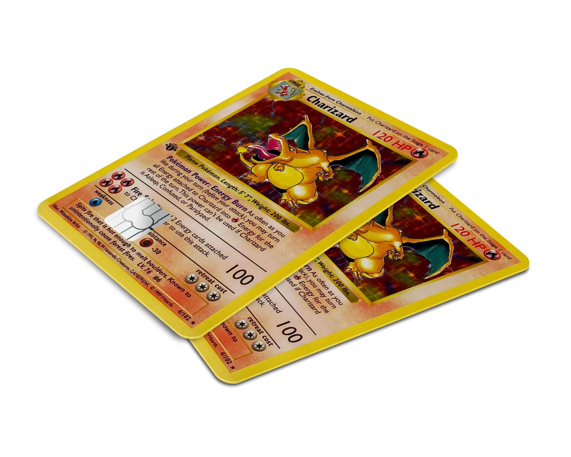 charizard 1st edition base set gold metal pokemon card Pokemon Charizard Card Credit Card Skin