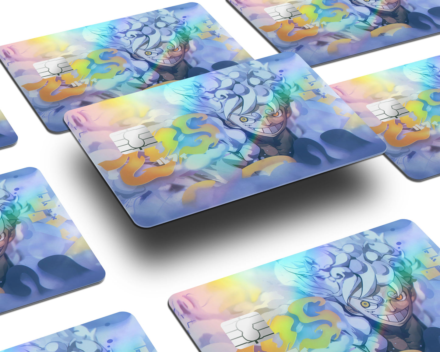 One Piece Luffy Gear 5 White Holographic Credit Card Skin