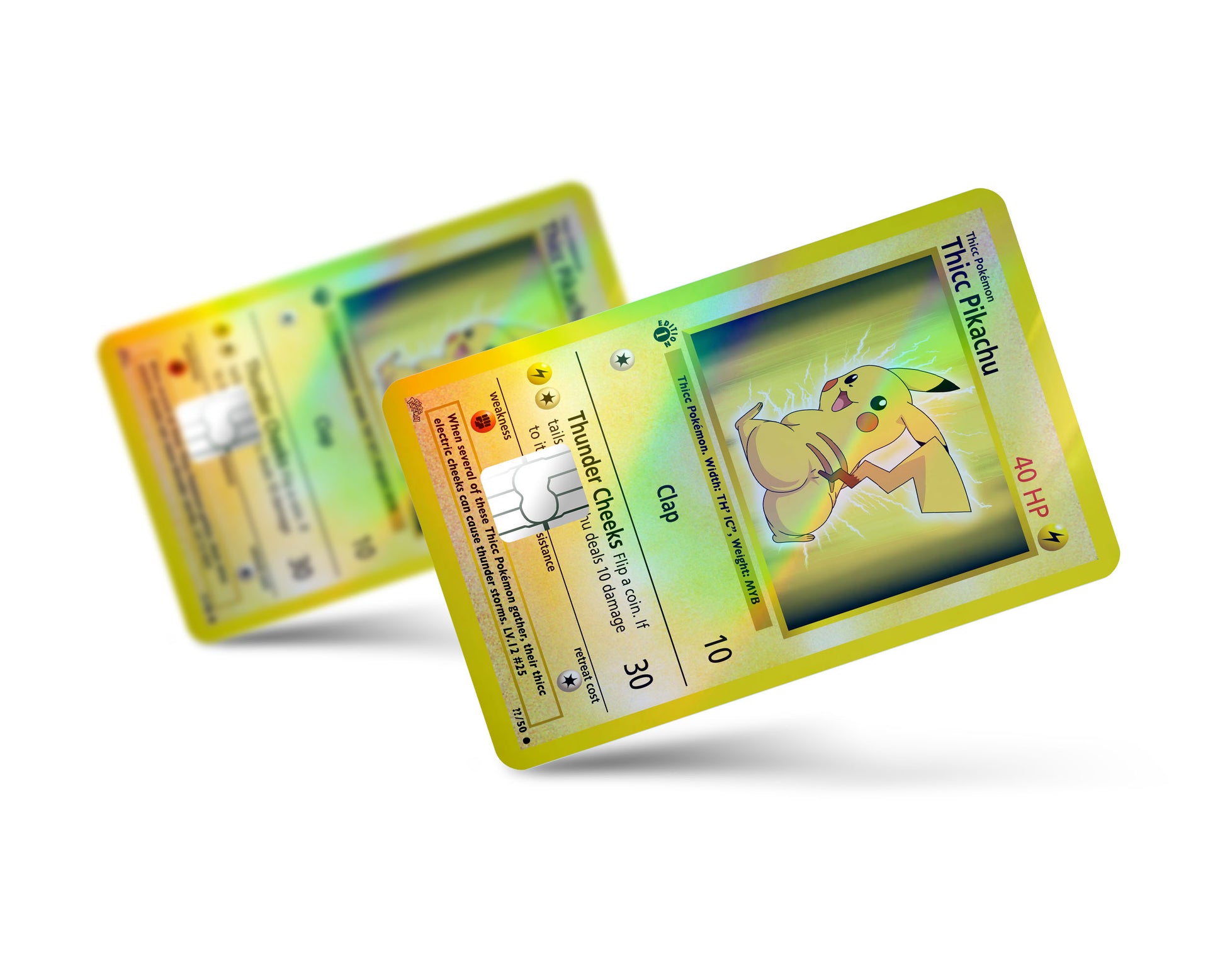 Thicc Pikachu Pokemon Card Holographic Credit Card Skin - Full / Small Thicc Pikachu Pokemon Card Holographic Credit Card Skin - Full / Small