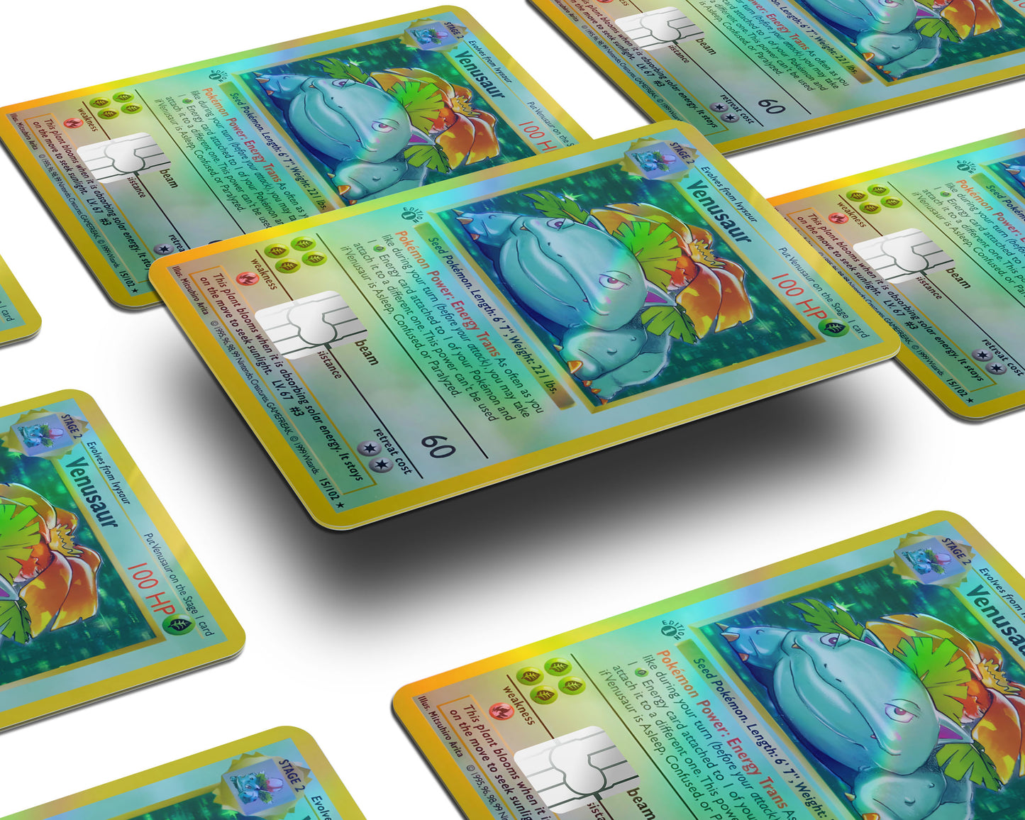 Venusaur Pokemon Card Holographic Credit Card Skin