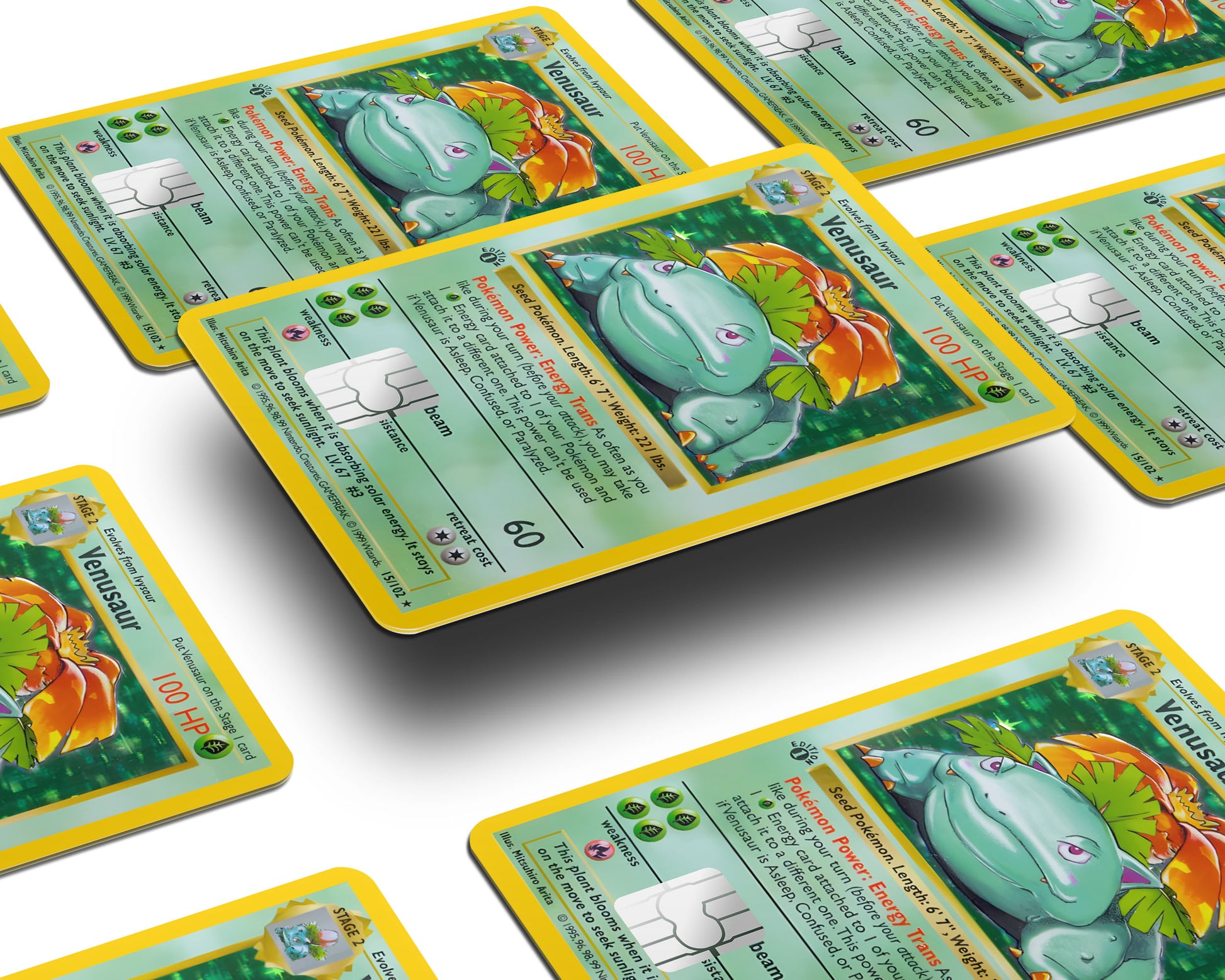 1995 venusaur pokemon card Venusaur Pokemon Card Credit Card Skin – Anime Town Creations