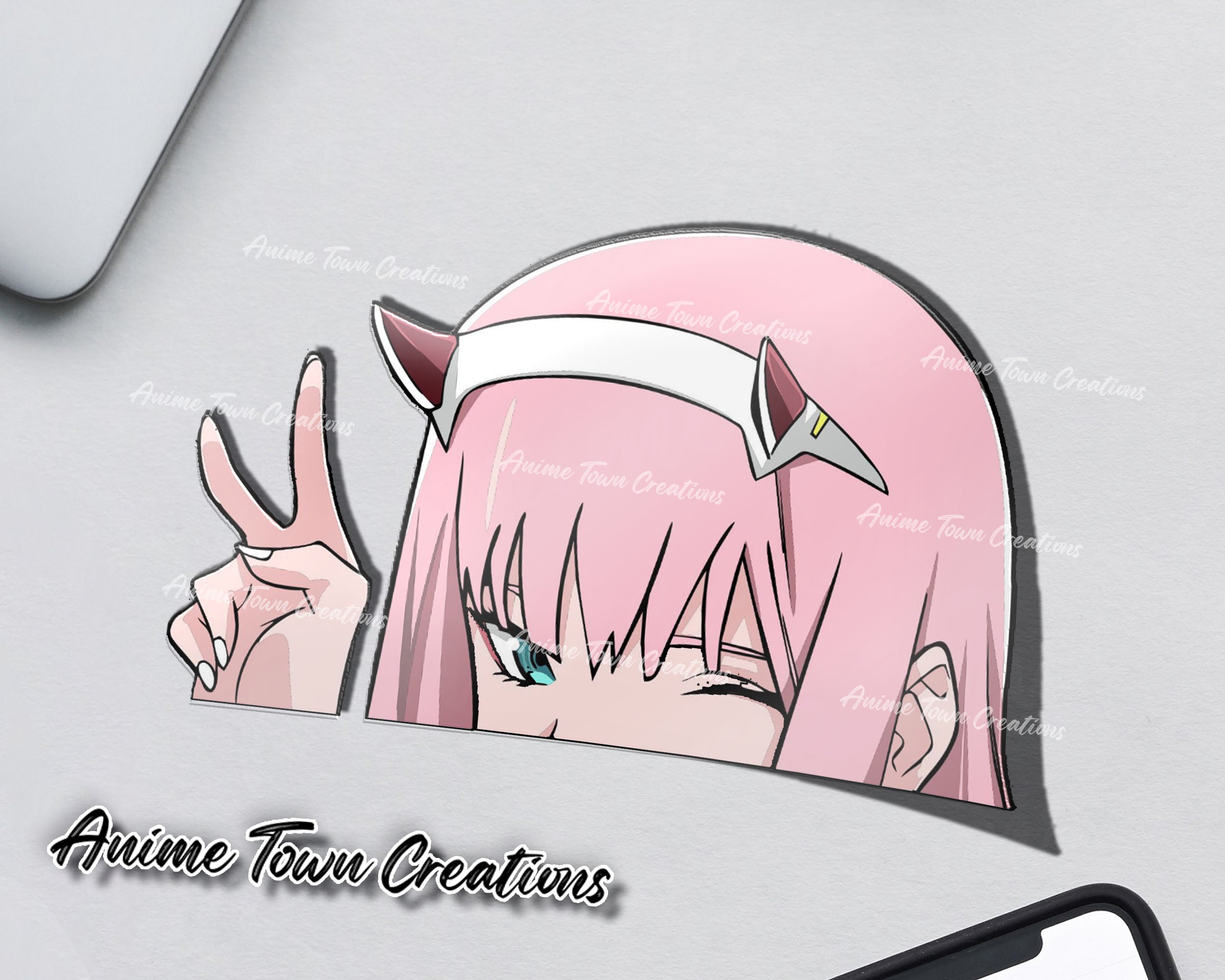 Zero Two Peeker Sticker Sticker – Anime Town Creations