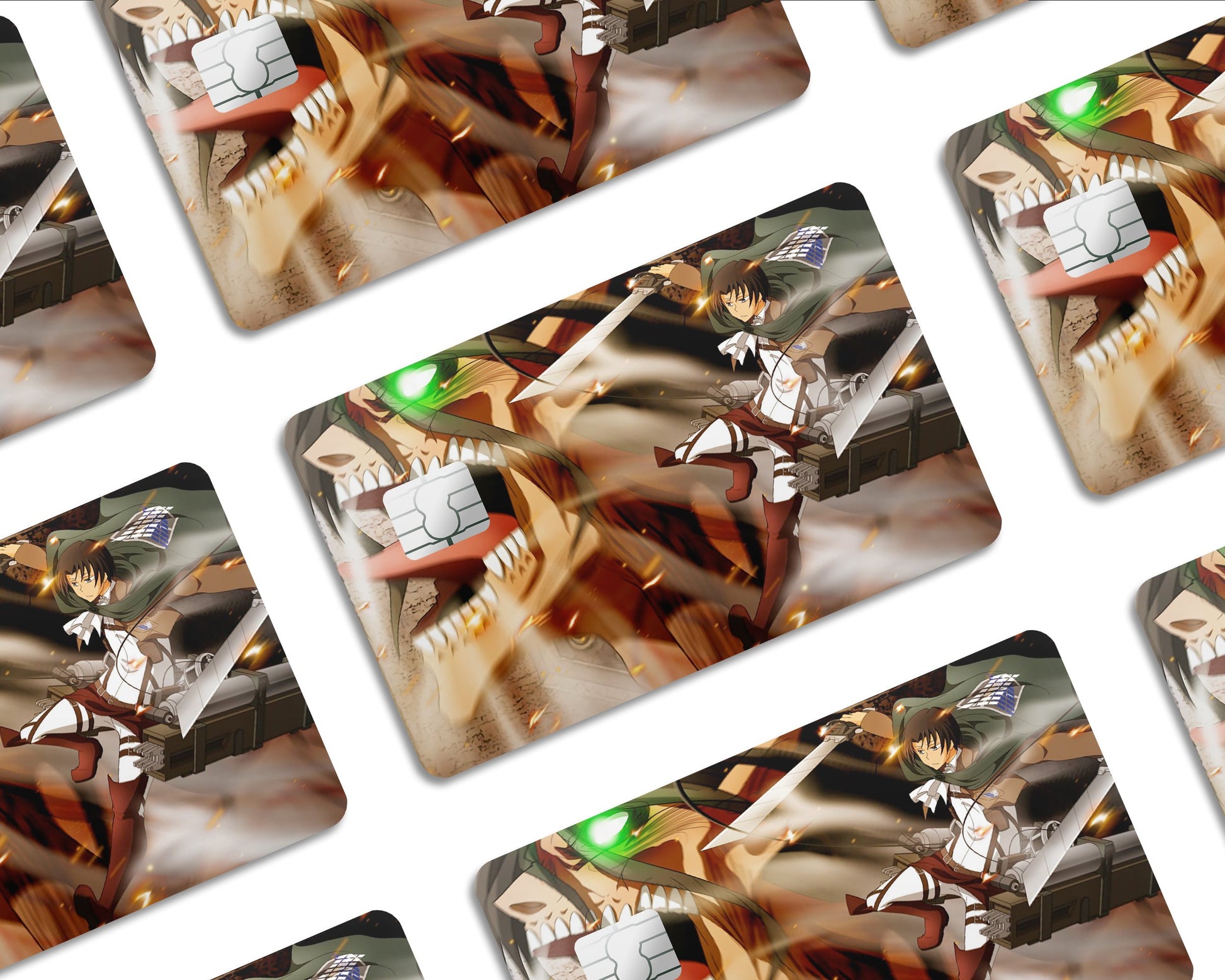 AnimeTown Credit Card Attack on Titan Levi Ackerman Eren Attack Titan Half Skins - Anime Attack on Titan Skin