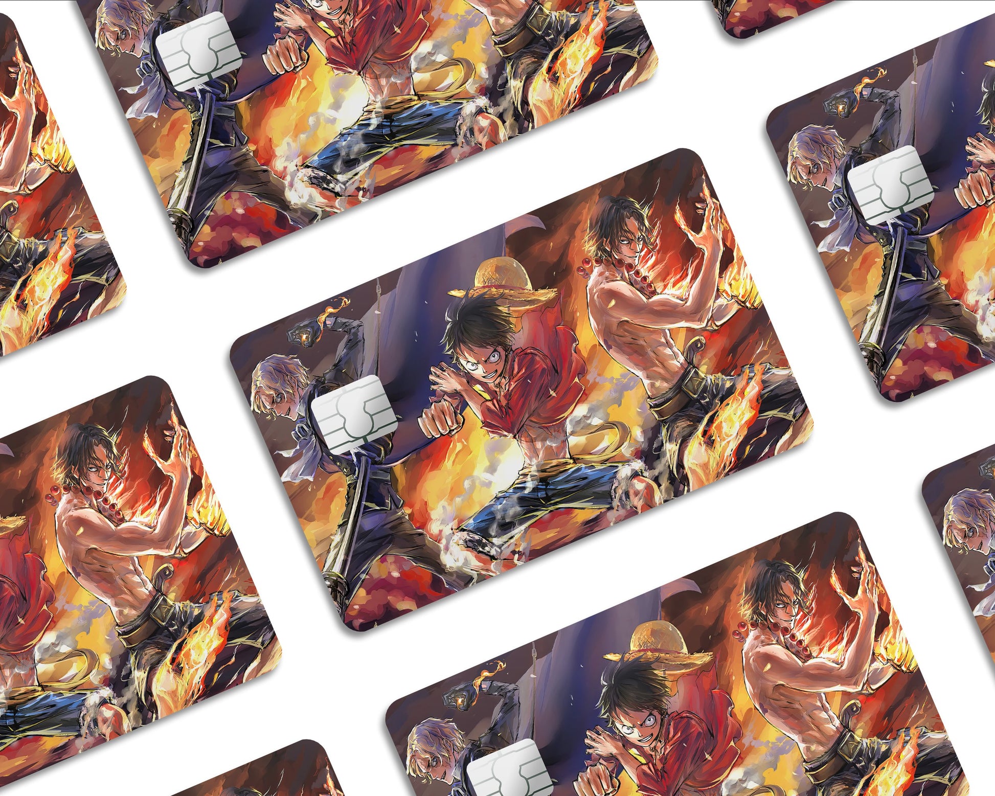 AnimeTown Credit Card One Piece Luffy Flames Half Skins - Anime One Piece Skin
