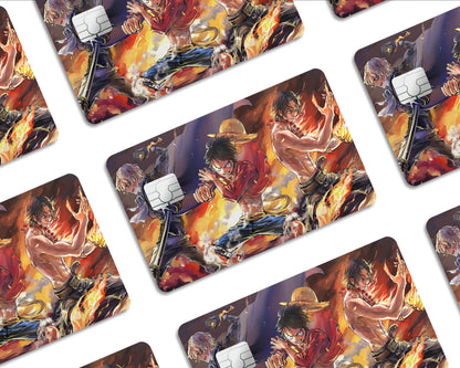 AnimeTown Credit Card One Piece Luffy Flames Half Skins - Anime One Piece Skin