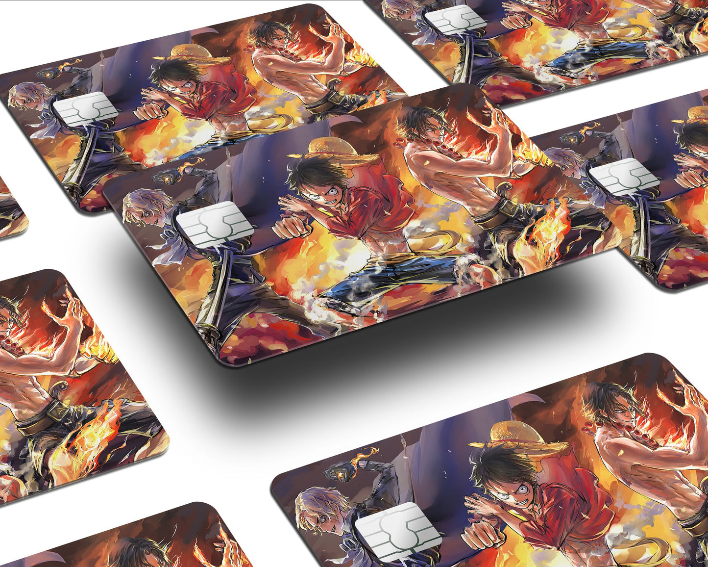 AnimeTown Credit Card One Piece Luffy Flames Half Skins - Anime One Piece Skin
