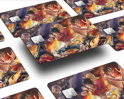 AnimeTown Credit Card One Piece Luffy Flames Half Skins - Anime One Piece Skin