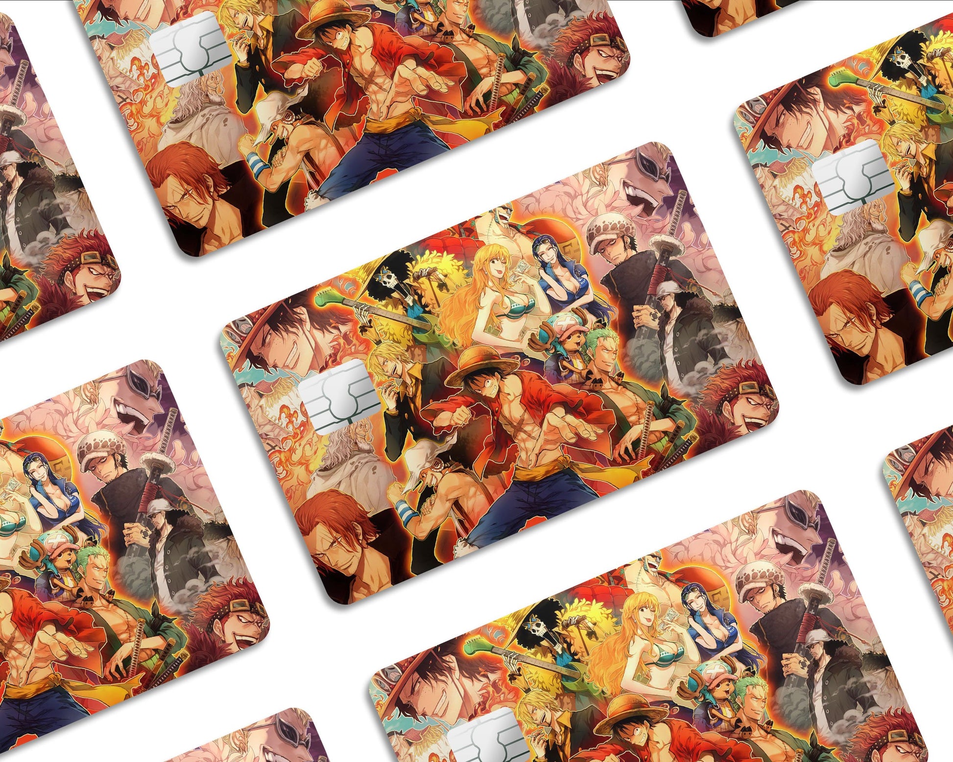 Anime Town Creations Credit Card One Piece Gang Vintage Red Half Skins - Anime One Piece Skin