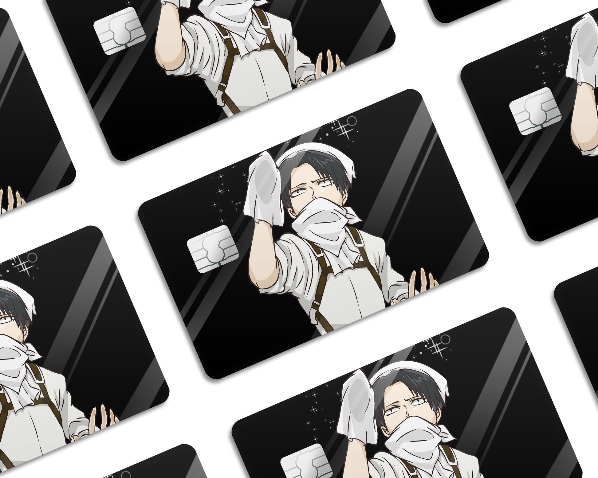 Anime Town Creations Credit Card Levi Cleaning Black Half Skins - Anime Attack on Titan Skin