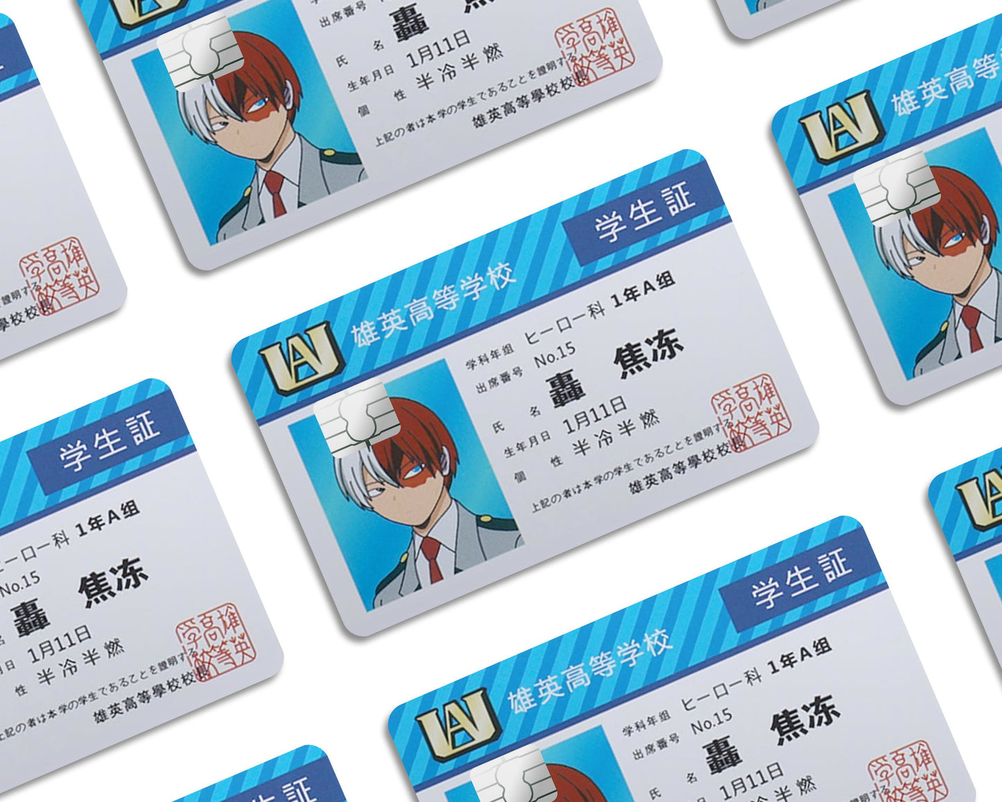 Anime Town Creations Credit Card My Hero Academia Shoto Todoroki License Half Skins - Anime My Hero Academia Skin