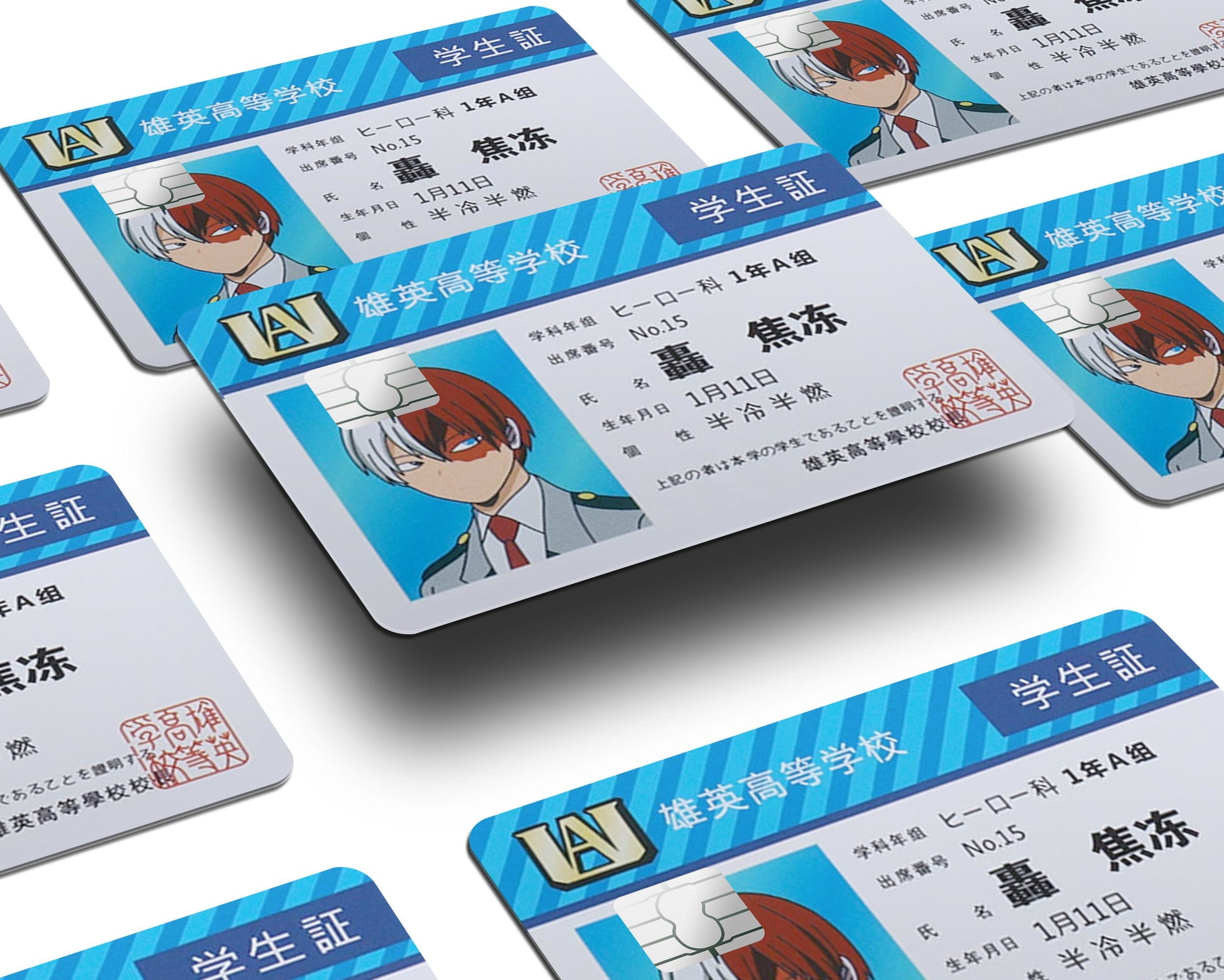 Anime Town Creations Credit Card My Hero Academia Shoto Todoroki License Half Skins - Anime My Hero Academia Skin
